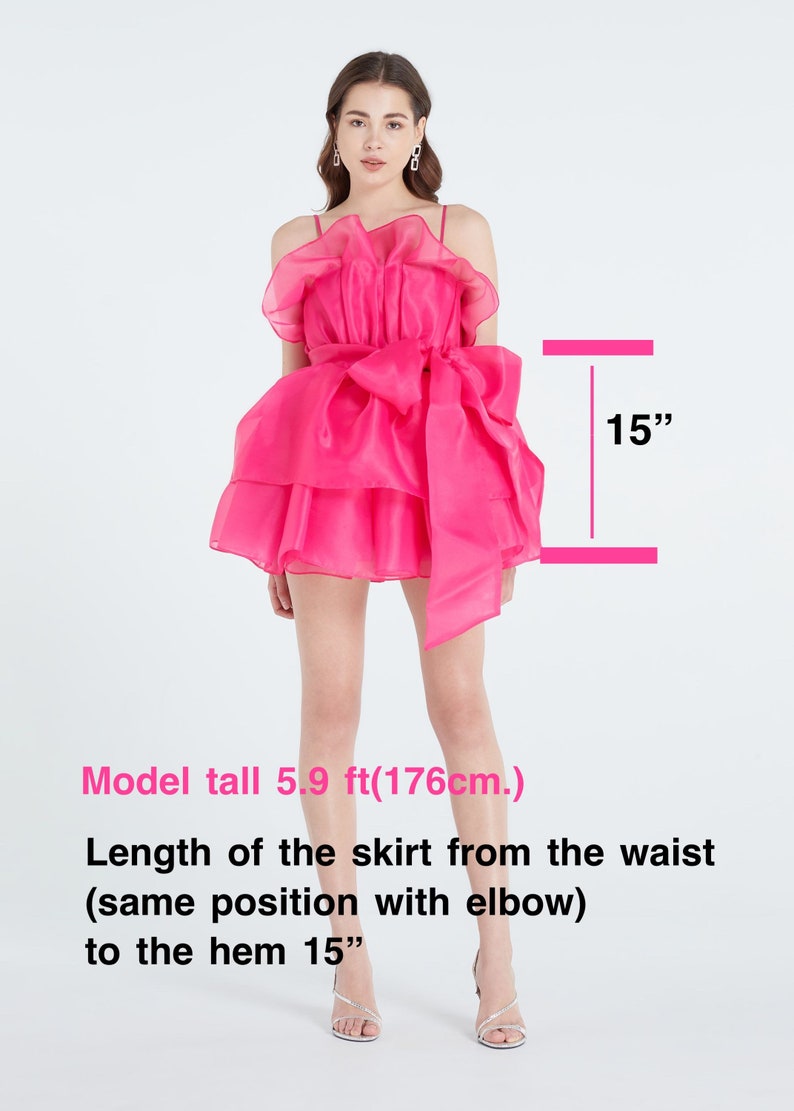 Lisa shocking pink mini dress for women,Summer dress,Plus size dress,Bridgerton dress,Pink tulle dress,unique wedding dress,Fairy dress image 6