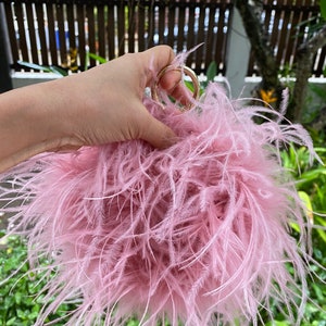SGinstar Angie dusty rose pink feathers mini bag for women,Small feathers bag,Feathers hand bag,Purse bag for evening evening image 10