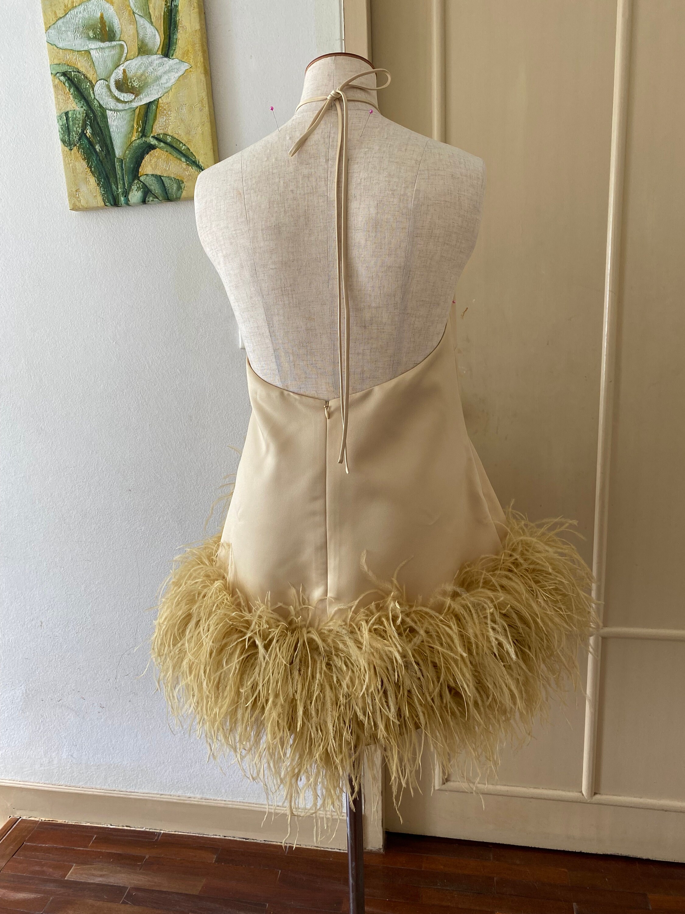 slim fit dress slacks Gilded Feather Sequin Evening Gown Gold / 10 main image 1