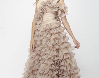 Rita coffee cinderella ruffles wedding dress for women,fairy dress for women, medieval dress for a special event