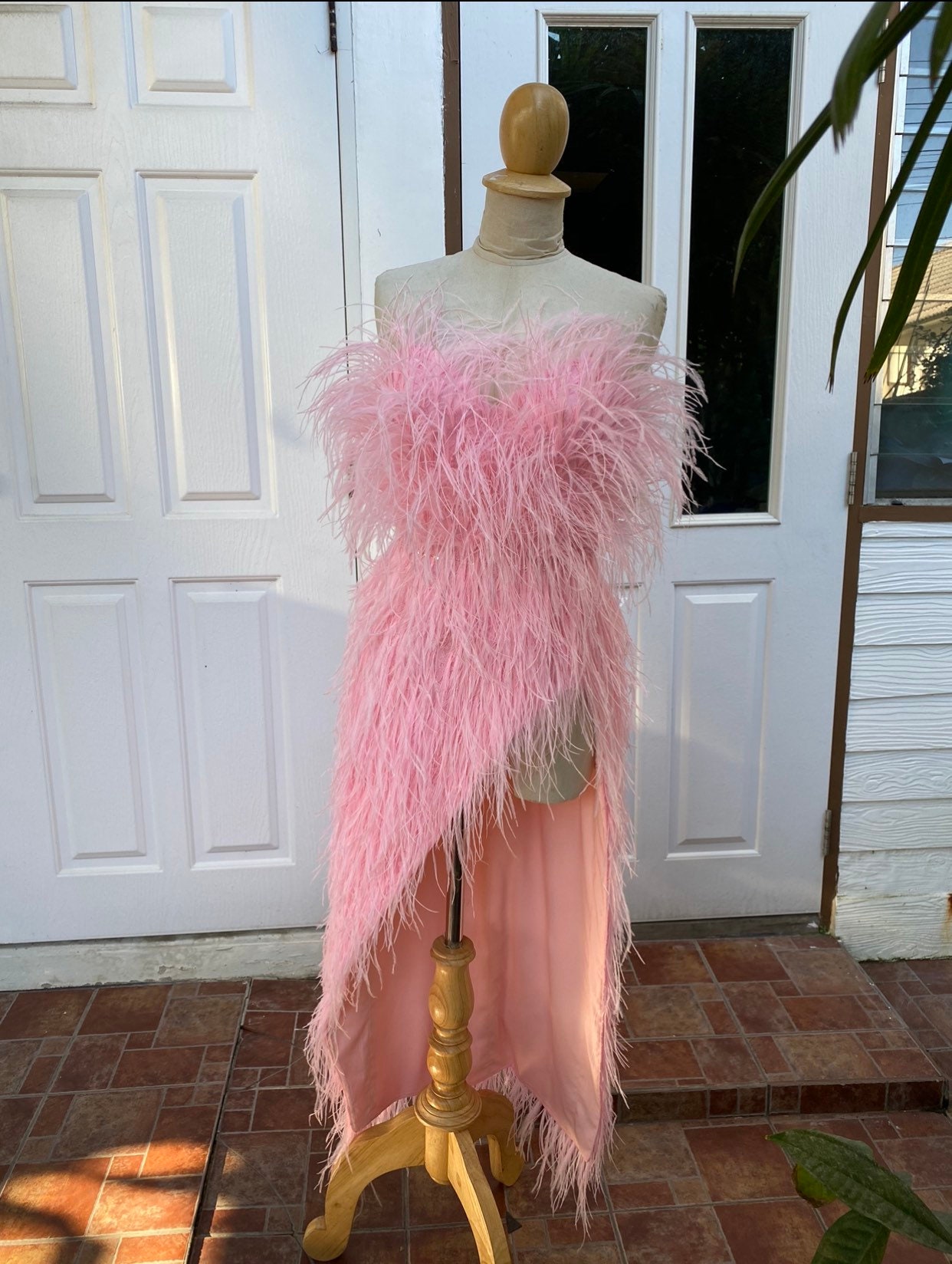 Beyonce Pink High Slits Feather Midi Dress, Unique Wedding Dress,plus Size  Wedding Dress,bridesmaid Dress,ball Gown Wedding Dress - Etsy