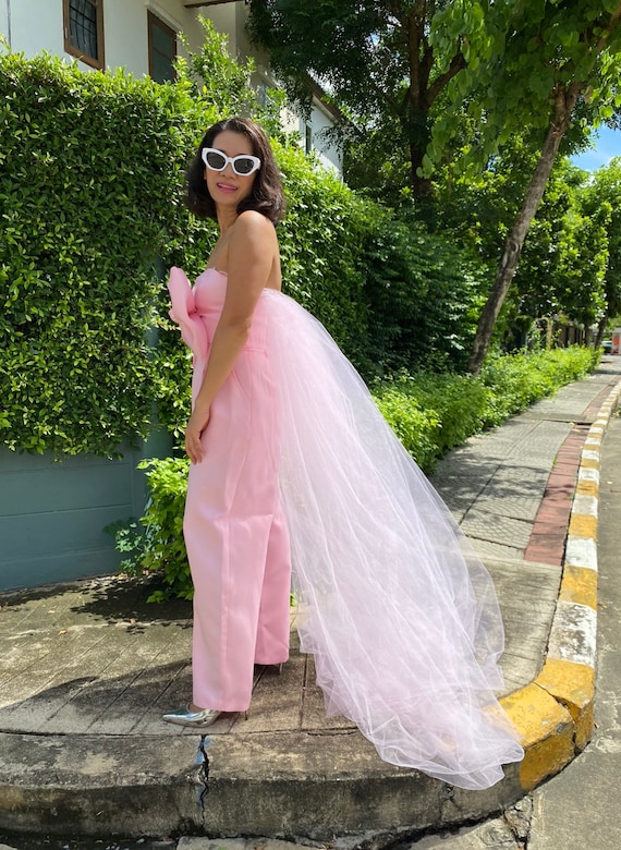 Mika Sweet Pink Bow Long Tail Tulle Top for Women bachelorette Party Dress plus Size Dress cocktail Dress birthday Party Dress Etsy