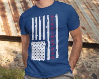 Steel Worker American Flag Shirt, Patriotic Steelworker Tee, Blue Collar USA Shirt, Ironworker Gift, Tradesman T Shirt