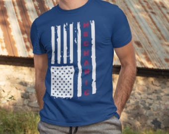 Mechanic American Flag Shirt, Patriotic Mechanic Tee, Blue Collar USA Shirt, Auto Technician Gift, Car Guy T Shirt