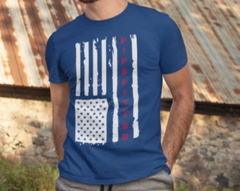Pipefitter American Flag Shirt, Patriotic Pipefitter Tee, Blue Collar USA Shirt, Union Tradesman Gift, Steamfitter T Shirt