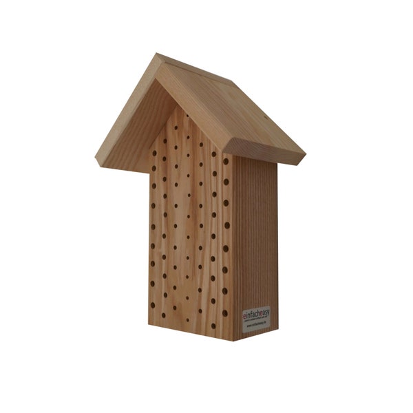 Nistblock für Wildbienen und Insekten aus Eschenholz mit Dach, Bienen Appartement, Nistholz, Bienenhotel, Insekten, , Insektenhotel