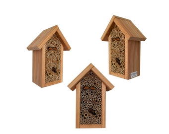 Insect apartment made of larch wood, insect hotel, wild bee hotel, nesting aid