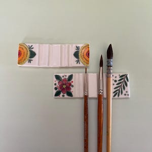 Hand-Painted Ceramic Paint Brush Holder