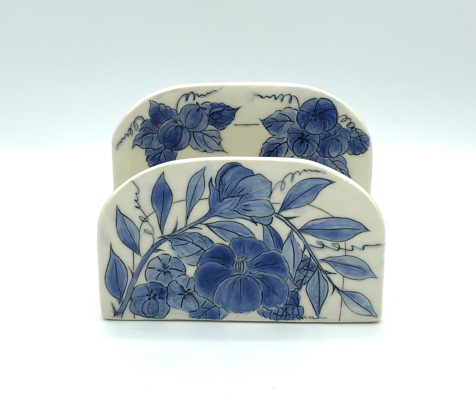 Hand painted napkin holderhandmade porcelain sponge Etsy