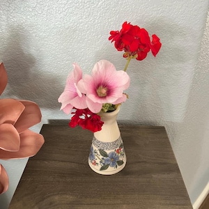 Blue Flower Bud Vase - Dining Table Decor - Handmade  Hand Painted  Fine Art Ceramics