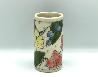 Clearance, bud vase, flower vase, beverage cup,  handmade hand painted, fine art ceramics