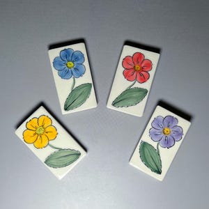 Handmade Magnets: Porcelain Flower, Set of 4, Fine Art Ceramics image 1