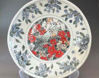 Handmade Porcelain Bowl: Hand-Painted Salad Bowl, Woodland Animal Gift