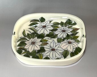 Hand-Painted Salad Bowl: Handmade Porcelain Decorative Square Tray