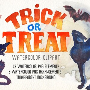 Bonne aquarelle d’Halloween clipart.  cartes d’invitations affiches albums autocollants décoration lettres de vœux t-shirts scrapbooking