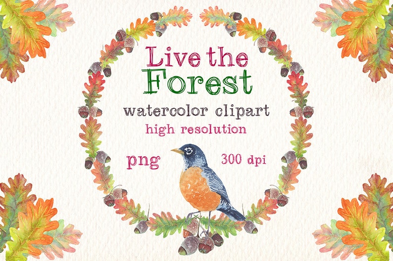 watercolor live the forest png clipart watercolor clip art Ideal printable labels cards posters stickers and more image 2
