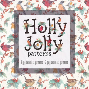 holly jolly watercolor patterns and monograms