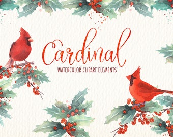 Watercolor Cardinal Bird PNG Clipart Watercolor Clip Art Ideal Printable Cards Posters Stickers Greetings and More