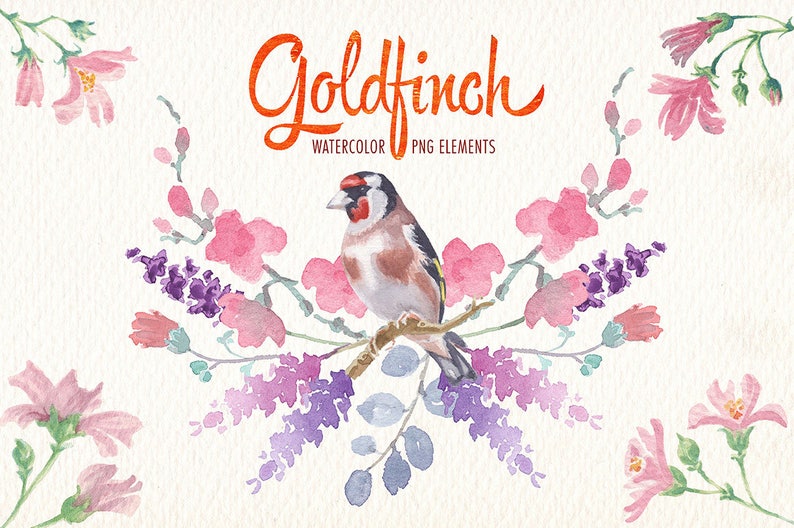 Watercolor Goldfinch Bird PNG Clipart Watercolor Clip Art Ideal Printable Poster Cards Stickers Greetings and More image 4