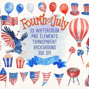 fourth of july watercolor clipart
