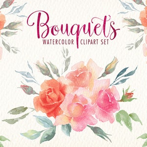watercolor floral bouquets png clipart imágenes prediseñadas de acuarela Ideal imprimibles tarjetas carteles pegatinas felicitaciones y más.
