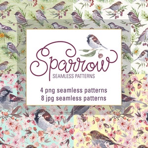 Sparrow watercolor patterns