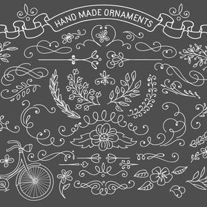 Rustic ornaments hand drawn. Vector clipart