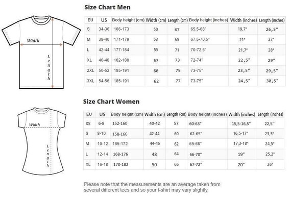 Mens T Shirt Size Chart Us