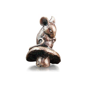 Miniature Handmade Bronze Mouse On A Toadstool