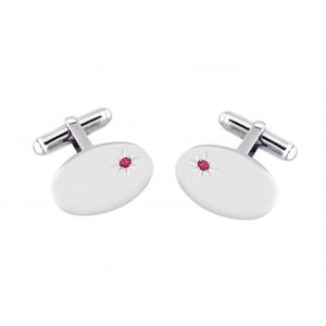 Gemelli in argento sterling con rubino ovale