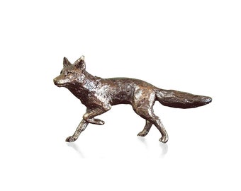Miniature  Handmade Bronze Fox Running Ornament
