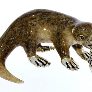 Handmade Solid Silver & Enamelled Otter Ornament