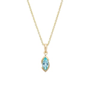 Silver Gold Plated Marquise High Quality Blue Topaz Necklace