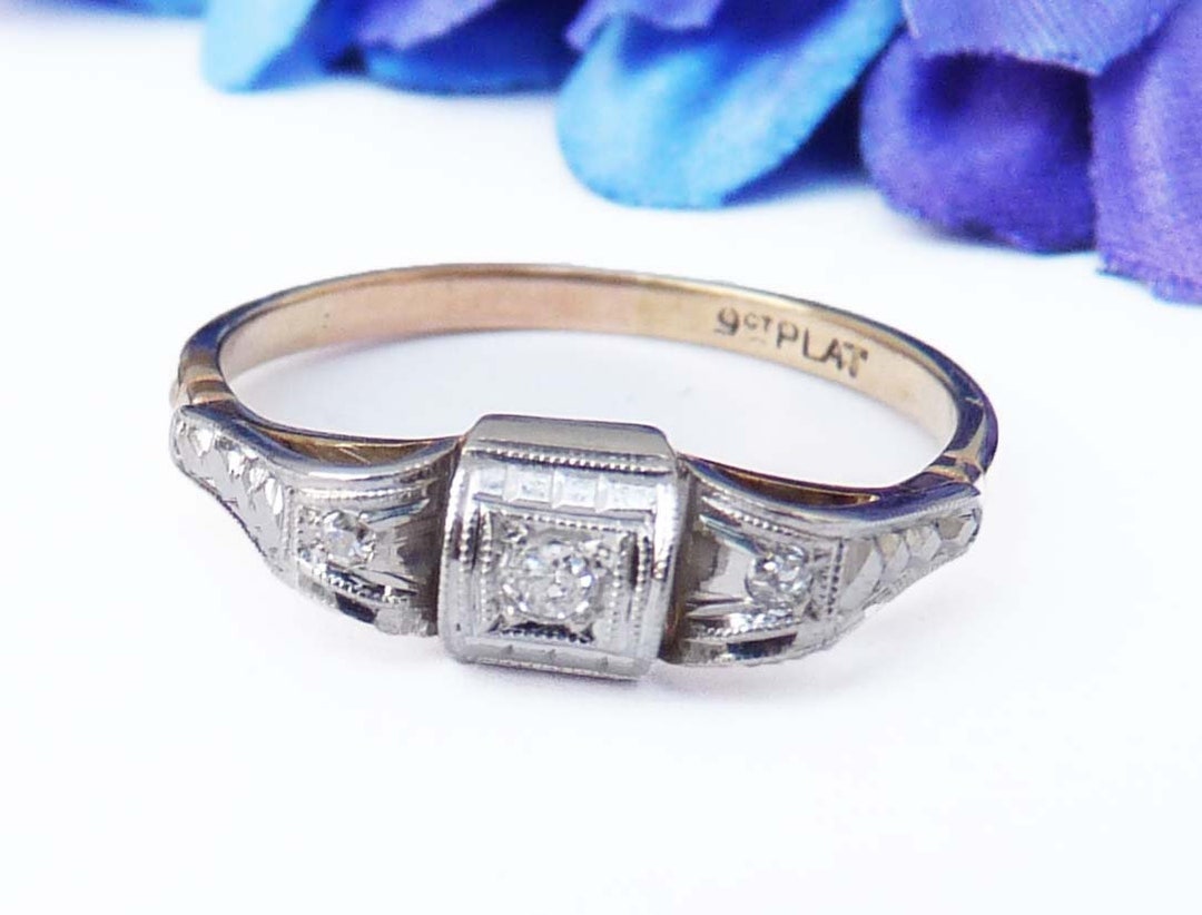 Second Hand Art Deco 1930s Three Stone Diamond Ring Etsy