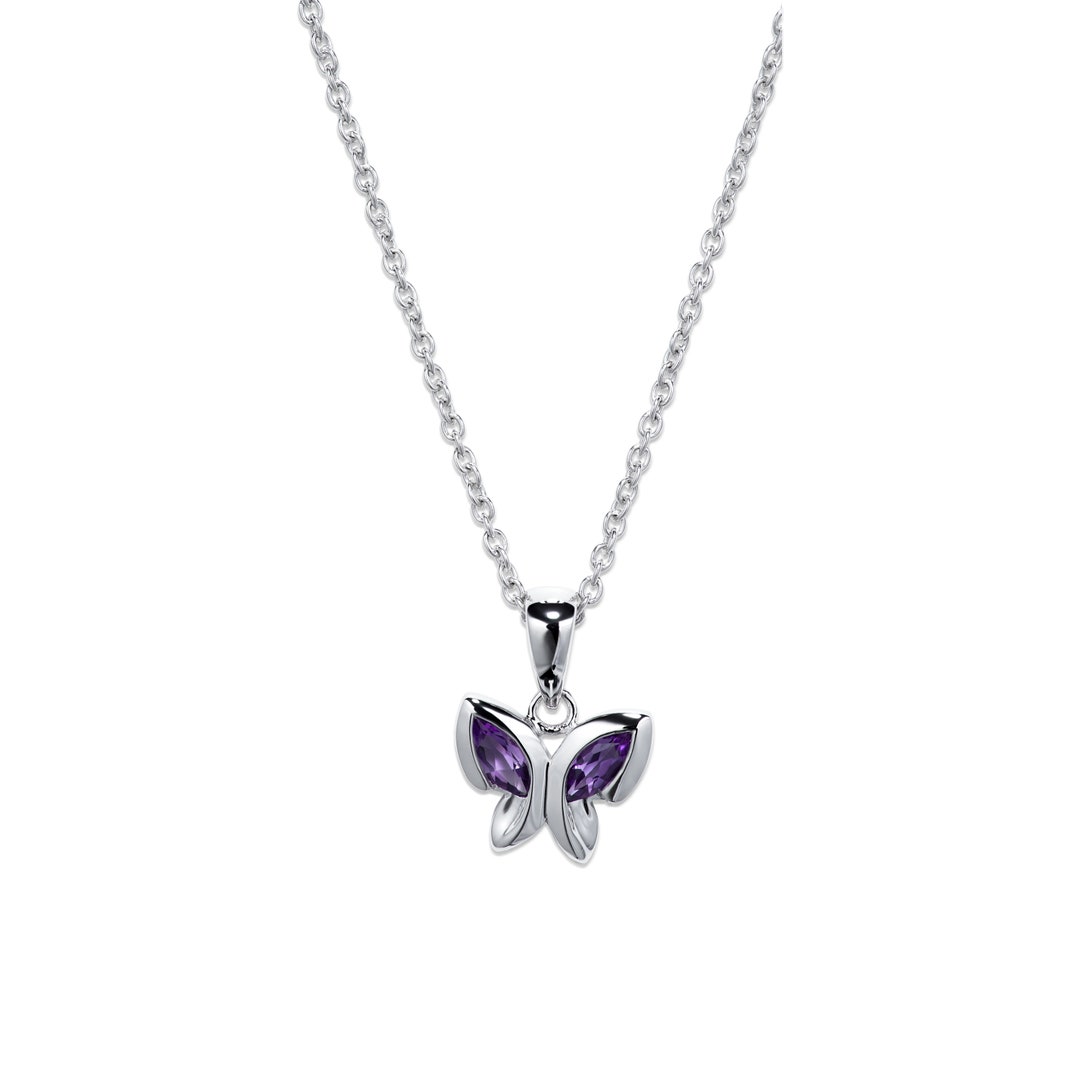 Collana Donna Farfalla In Argento Sterling 925 Con Ametista – Ciondolo Farfalla Pietra Portafortuna, Gioiello Elegante, Idea Regalo
