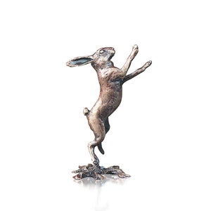Miniature  Handmade Bronze Boxing Hare Ornament