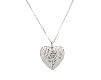 Sterling Silver Large Engraved Heart Locket Necklace