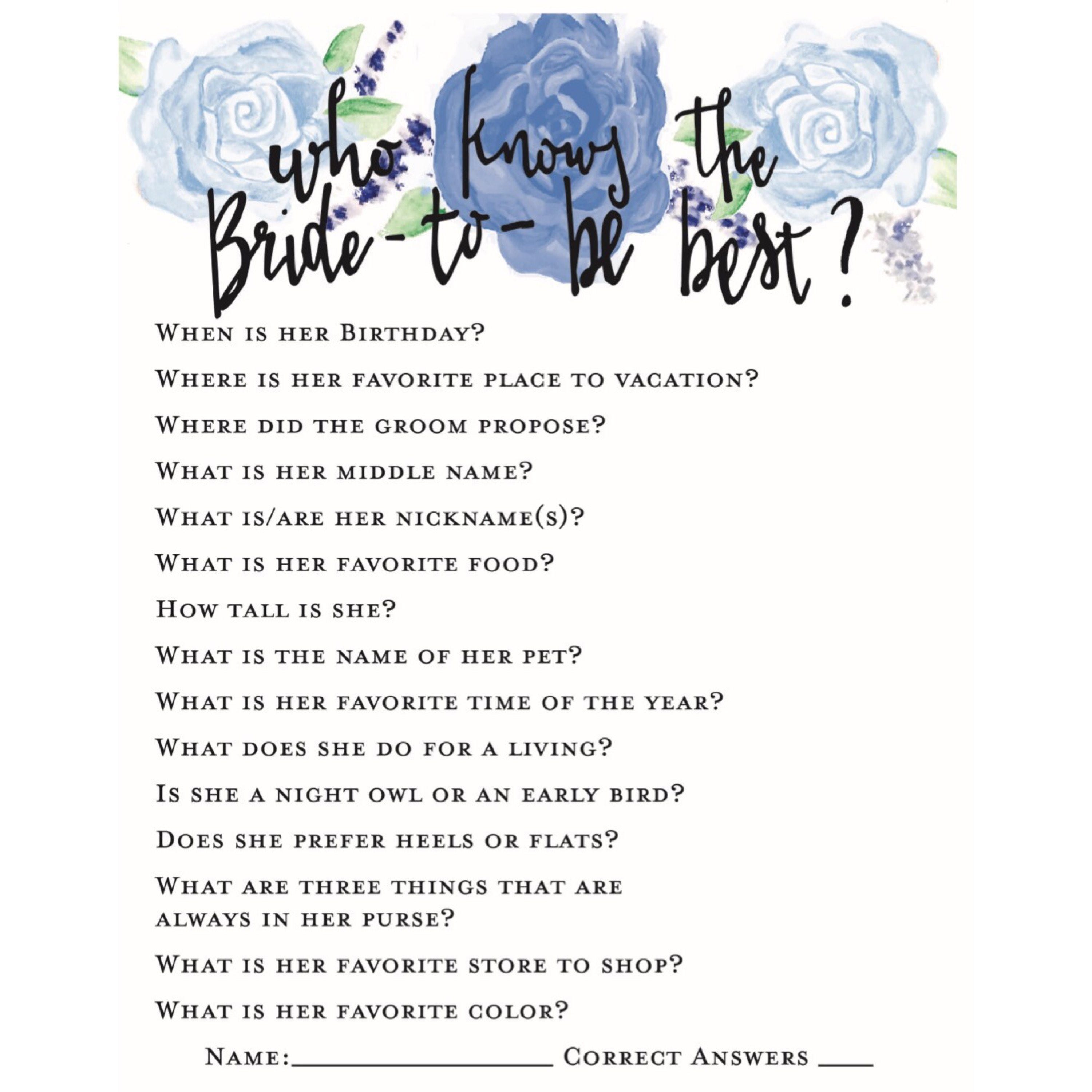 YOU PRINT Floral Stationery Bridal Shower Game Wedding Tea - Etsy