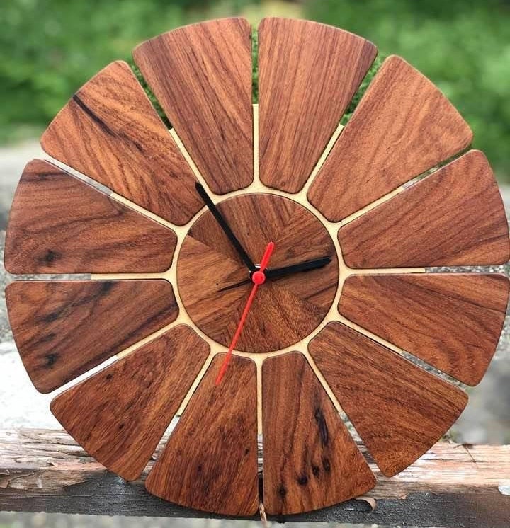 Wooden Clock Exotic Wood Etsy
