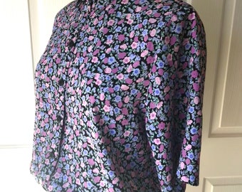 Purple floral button up top