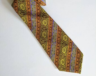 Men's Retro Groovy Orange and Purple Neck Tie, Retro Orange and Lime Green Neck Tie, Retro Cool Men's Tie, Men's Accessories