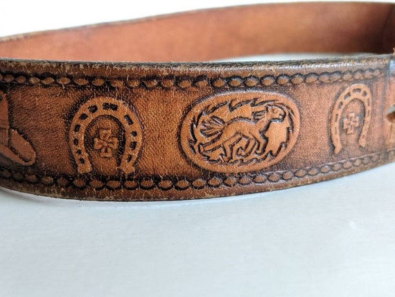 Vintage Leather Child or Adult Cowboy Belt, Retro… - image 3