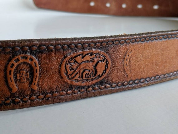 Vintage Leather Child or Adult Cowboy Belt, Retro… - image 6