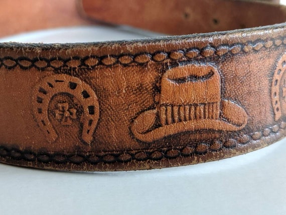 Vintage Leather Child or Adult Cowboy Belt, Retro… - image 4