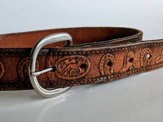 Vintage Leather Child or Adult Cowboy Belt, Retro… - image 8