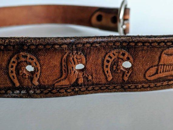 Vintage Leather Child or Adult Cowboy Belt, Retro… - image 7