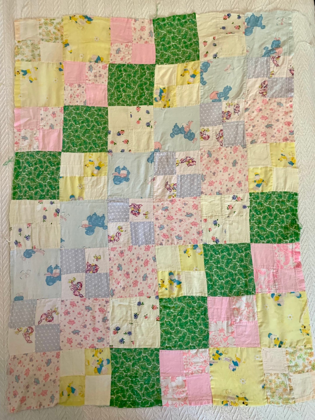 Vintage Unfinished Baby Quilt Top Antique Baby Quilt Top Etsy