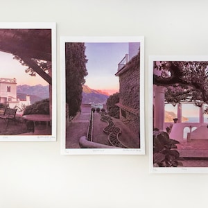 Ravello Series Print Triptych, Risograph Art Print, Limited Edition 4 Colour Photo Style Riso