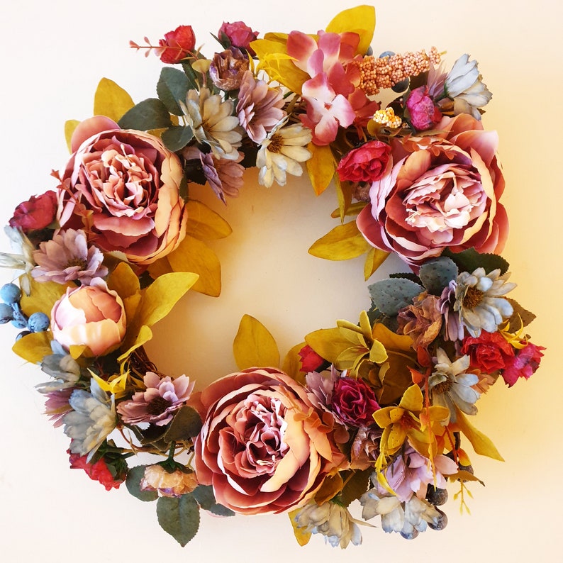 Peony and spring floral Wreath table Centrepiece wedding gift FREE DELIVERY to Australian Addresses image 1