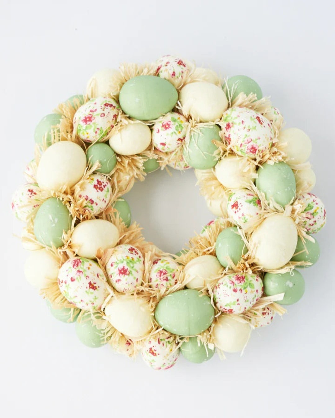 Teal Green and Floral Easter Egg Wreath | Door Wreath | Table ...